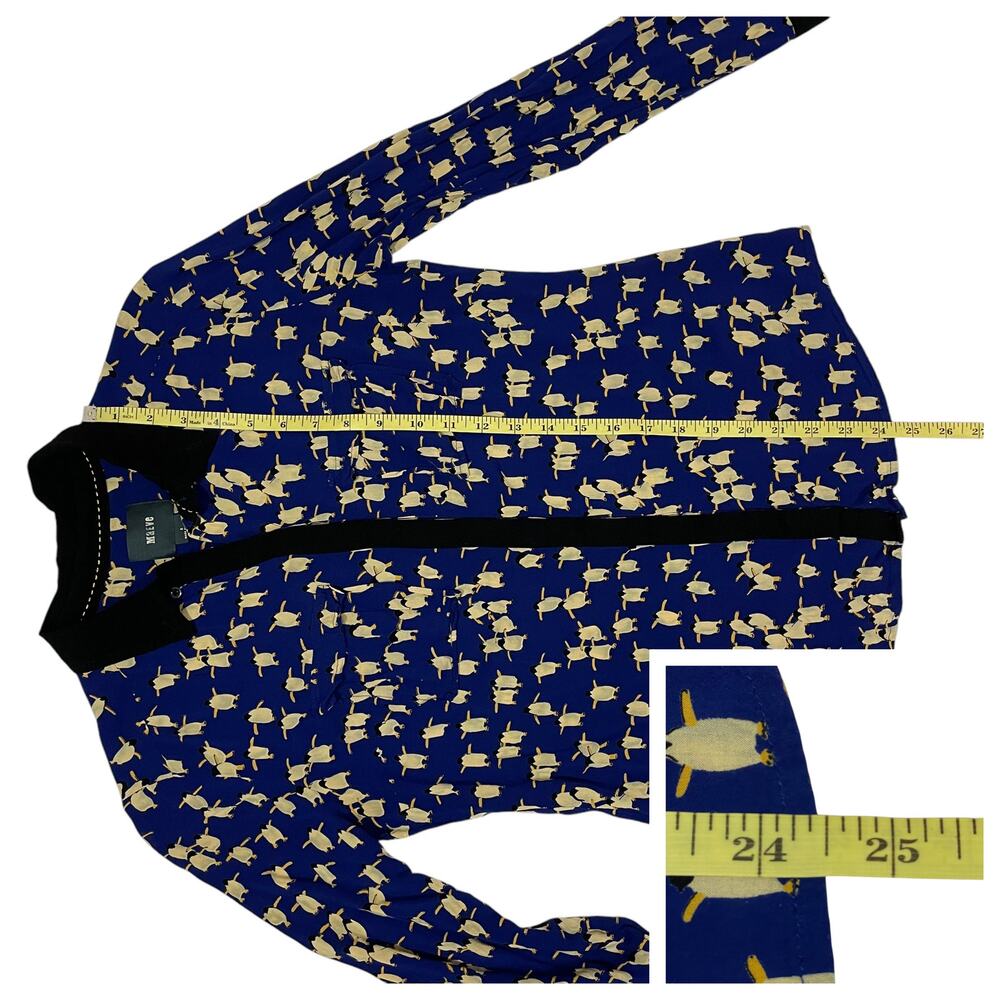 Anthropologie Maeve Bagatelle Buttondown Penguin Blouse - Blue - 2 - Picture 4 of 14
